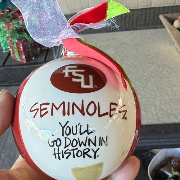 FSU Reindeer Holiday Ornament - White and Brown - Picture 2 of 6